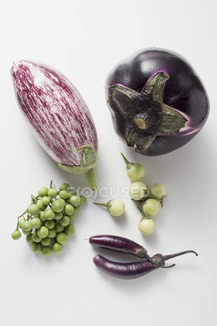 Fresh picked aubergines — Stock Photo