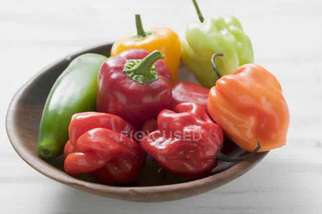 Mixed peppers and chillies — Stock Photo