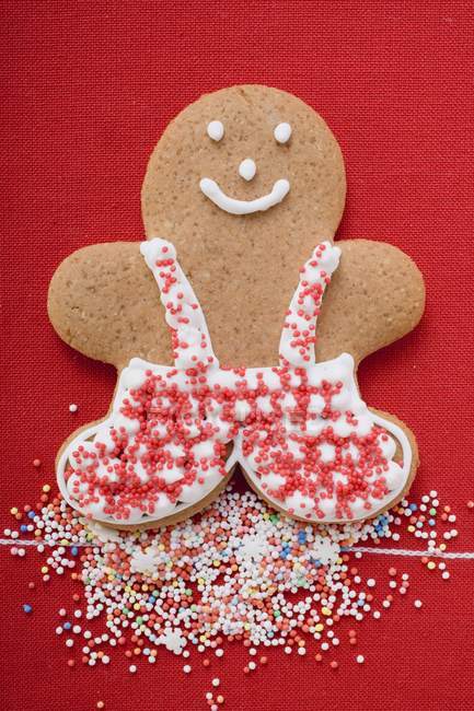 Gingerbread man with sprinkles — Stock Photo