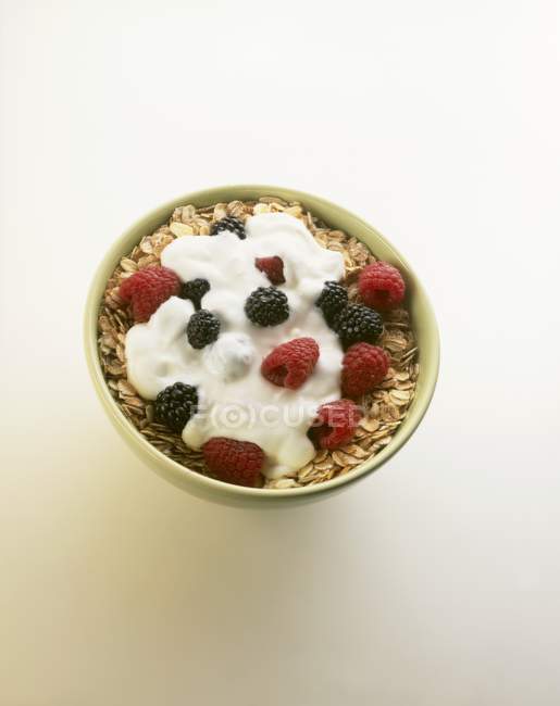 Muesli with yoghurt and berries — Stock Photo