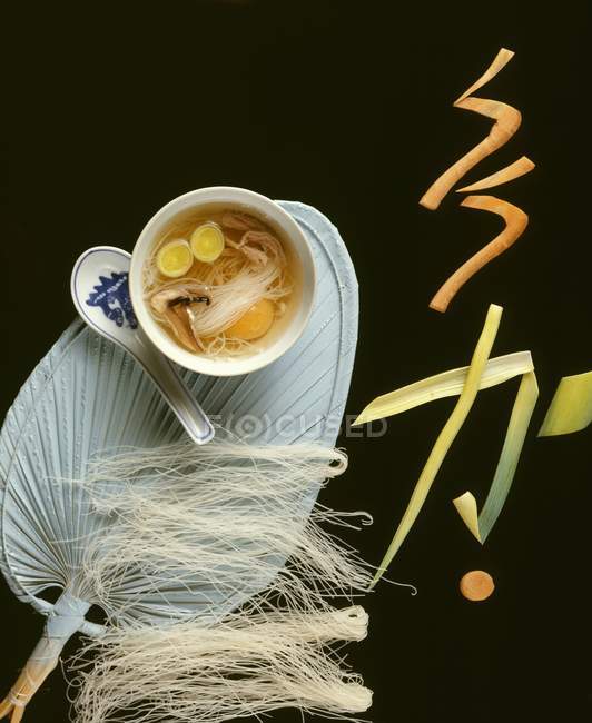 Asian soup with glass noodles — Stock Photo
