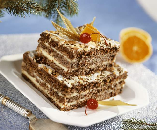 Chocolate almond cake — Stock Photo