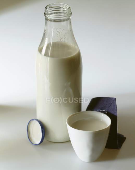 Молоко в бутылке и стакане — стоковое фото