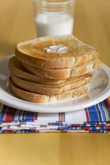 Stack of Buttered Toasts — Stock Photo