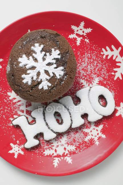 Шоколадний кекс і слово HOHO — стокове фото