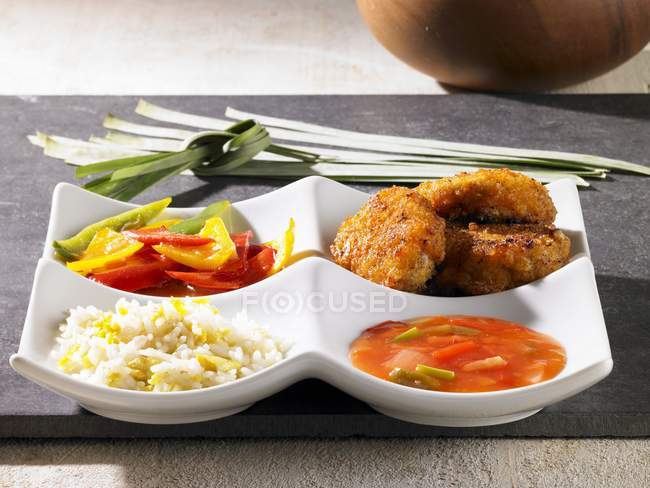 Pork fillet with rice — Stock Photo