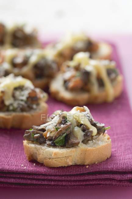 Toasted cheese and mushrooms — Stock Photo
