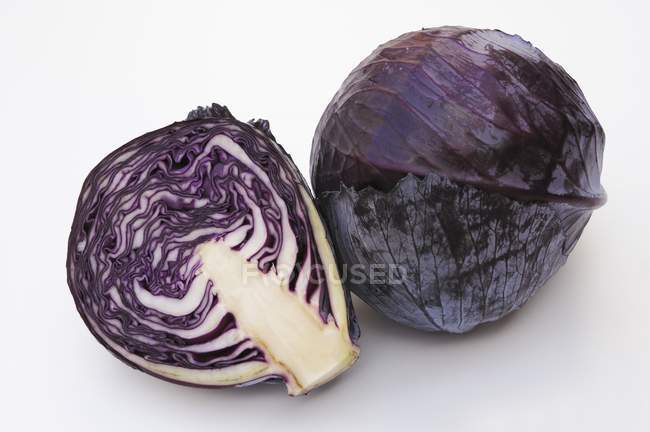 Red cabbages whole and halved — Stock Photo