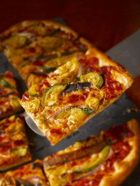 Crust Pizza with Organic Zucchini — Stock Photo