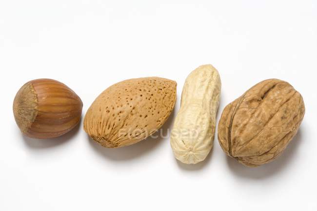 Erdnuss, Walnuss und Mandel — Stockfoto