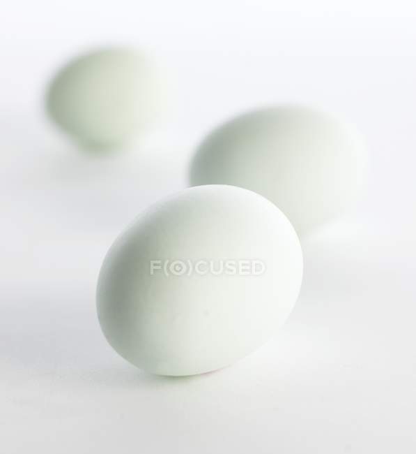 Три білих яєць — стокове фото