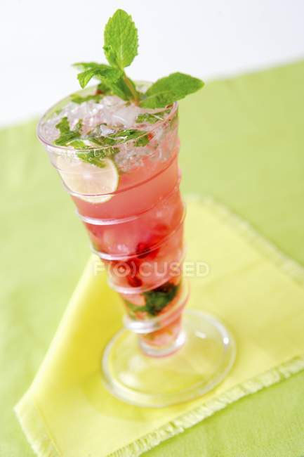 Pomegranate Mojito in glass — Stock Photo