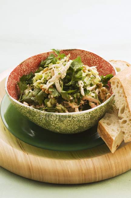 Chicken salad with walnuts — Stock Photo