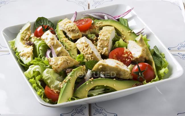 Chicken salad with avocados — Stock Photo