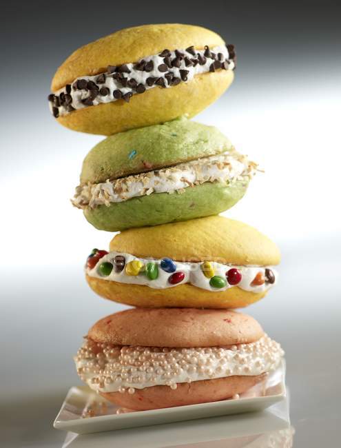 Stack of various whoopie pies — Stock Photo
