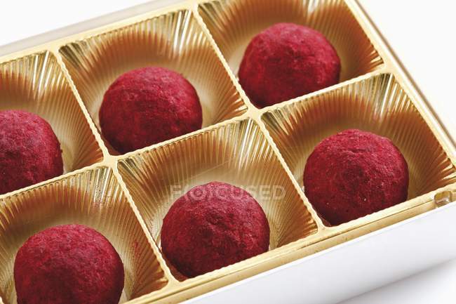 Trufas de chocolate na caixa — Fotografia de Stock