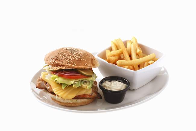 Chicken Burger mit Käse — Stockfoto