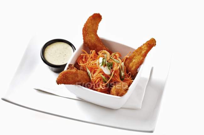 Chicken tenders with dip — Stock Photo