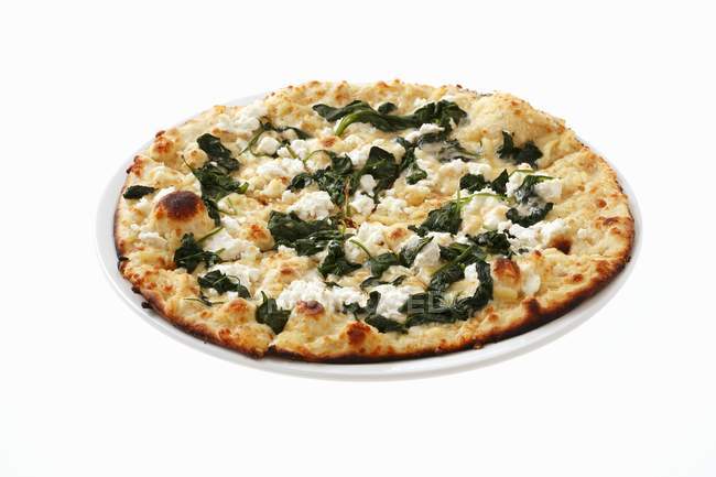 Spinat und Feta-Pizza — Stockfoto
