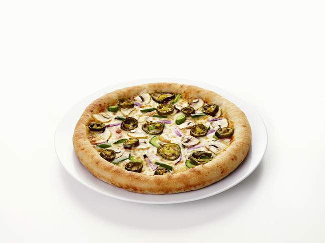 Cheese pizza with jalapeos — Stock Photo