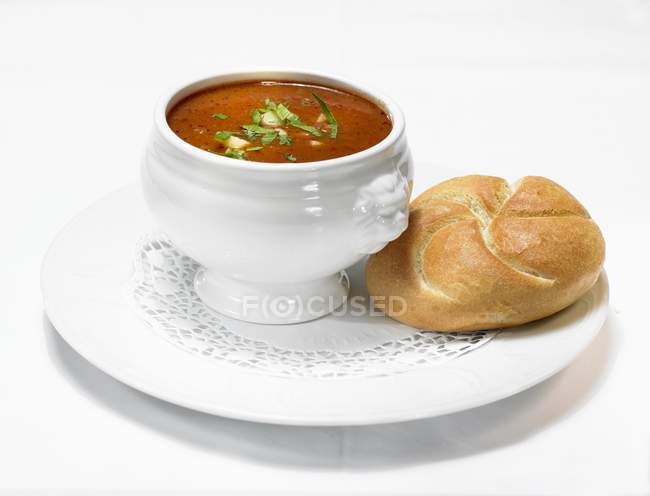 Goulash soup with bread — Stock Photo