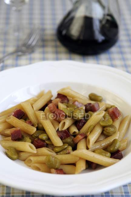 Pâtes Penne avec Pancetta — Photo de stock