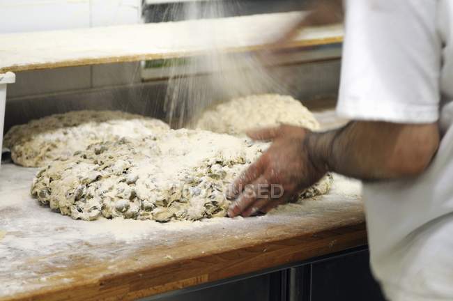 Unbaked olive bread — Stock Photo