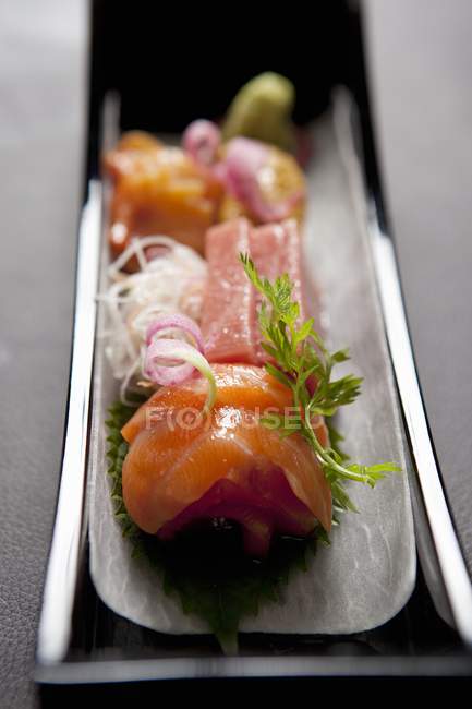 Salmon and tuna sushimi — Stock Photo