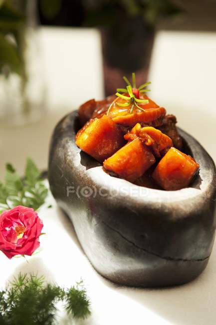 Abalone Pork in bowl — Stock Photo