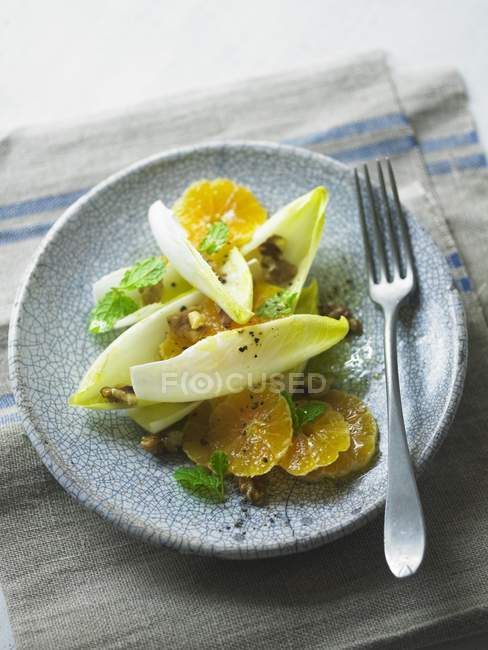 Салат из цикория с апельсинами — стоковое фото