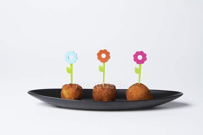 Flower Toothpicks in Cheese — Stock Photo