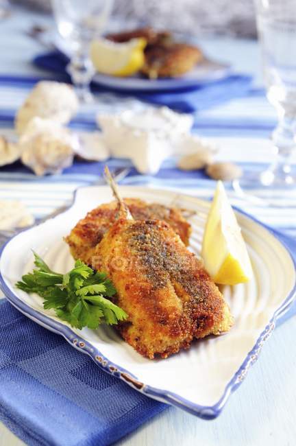 Stuffed and breaded fillets — Stock Photo