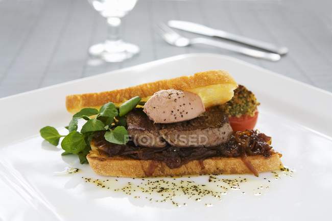 Sandwich steak et oignon — Photo de stock
