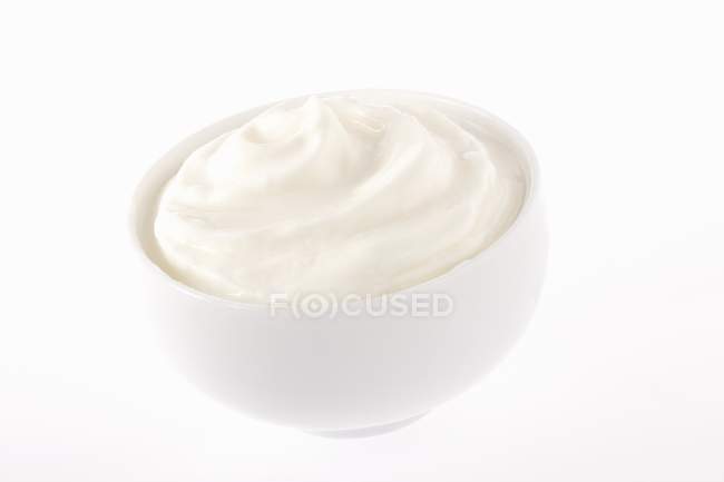 Closeup view of Quark in white bowl — Stock Photo