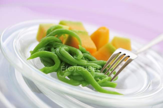 Melon with green rice jelly — Stock Photo