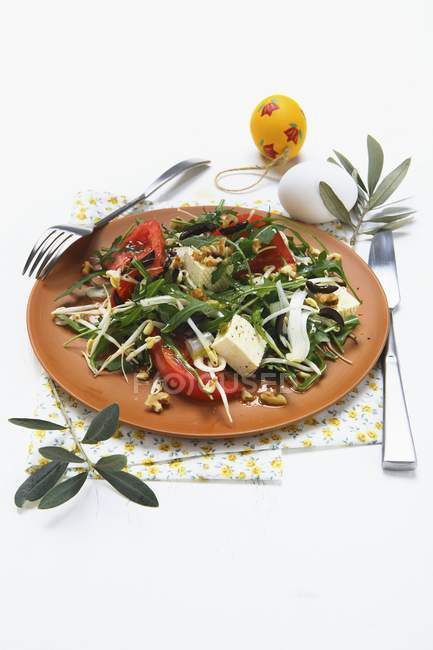 Sprout salad with tofu and eggs — Stock Photo
