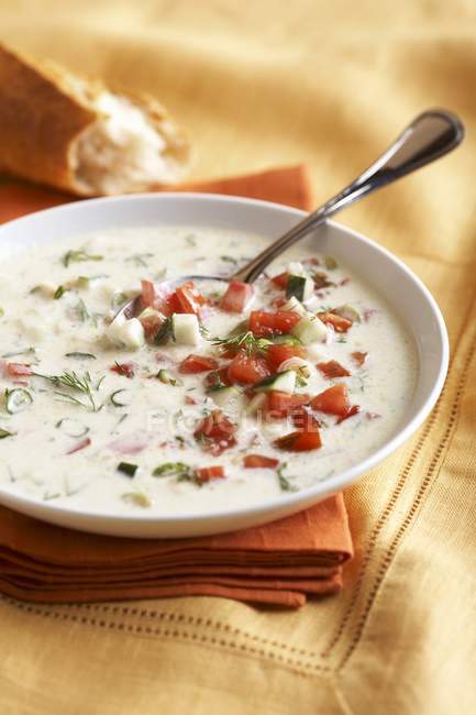 Cream Gazpacho Soup in bowl — Stock Photo