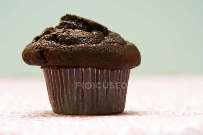 Chocolate muffin in paper case — Stock Photo