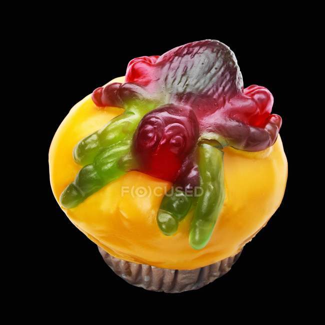 Cupcake with jelly spider — Stock Photo