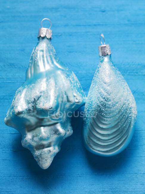 Blue Christmas tree ornaments — Stock Photo