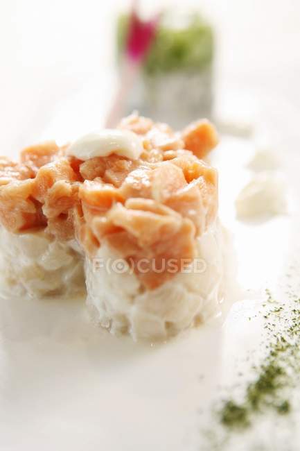 Crema ceviche con salmone — Foto stock