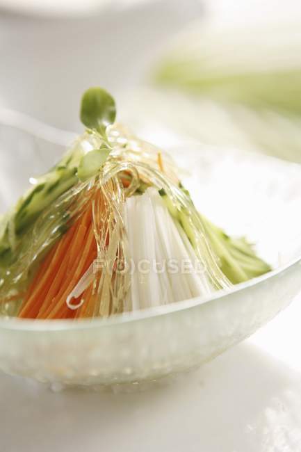 Verduras coloreadas en tazón blanco - foto de stock