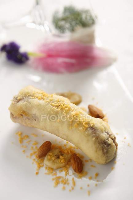 Fried bananas on white — Stock Photo