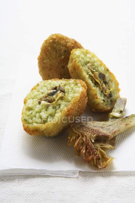 Rice croquettes with artichokes — Stock Photo