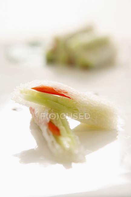 Closeup view of Asian mushroom dish on white surface — Stock Photo