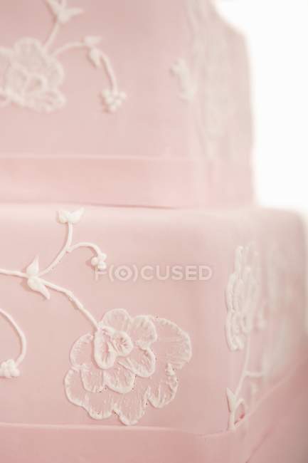 Pastel Fondant decorado rosa - foto de stock