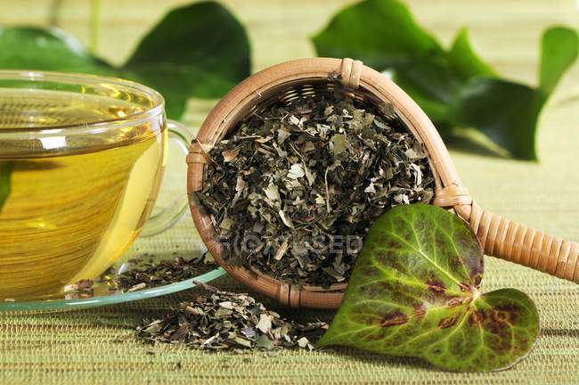 Dried ivy in tea strainer — Stock Photo