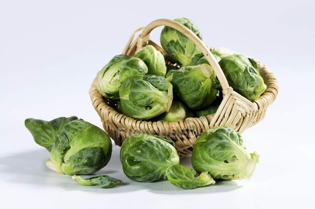 Brussels sprouts in basket — Stock Photo