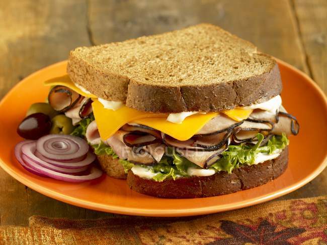 Sanduíche de queijo e peru — Fotografia de Stock