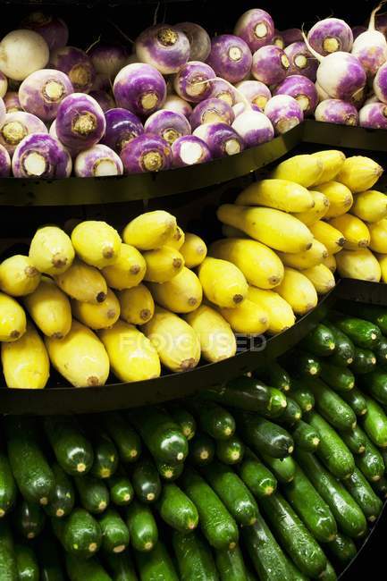 Rape con zucche e zucchine — Foto stock